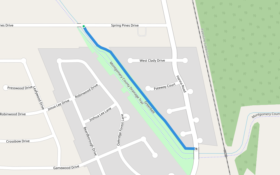 Greenbelt walking route map in Spring