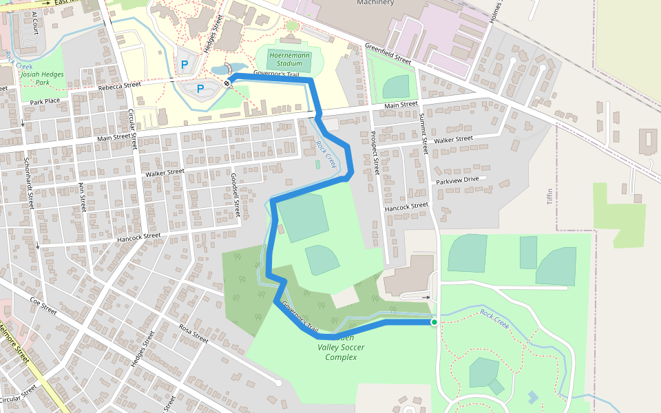 Governor's Trail walking route map in Tiffin