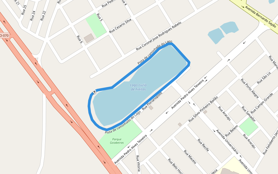 Pista de caminhada do Lago walking route map in Inhumas