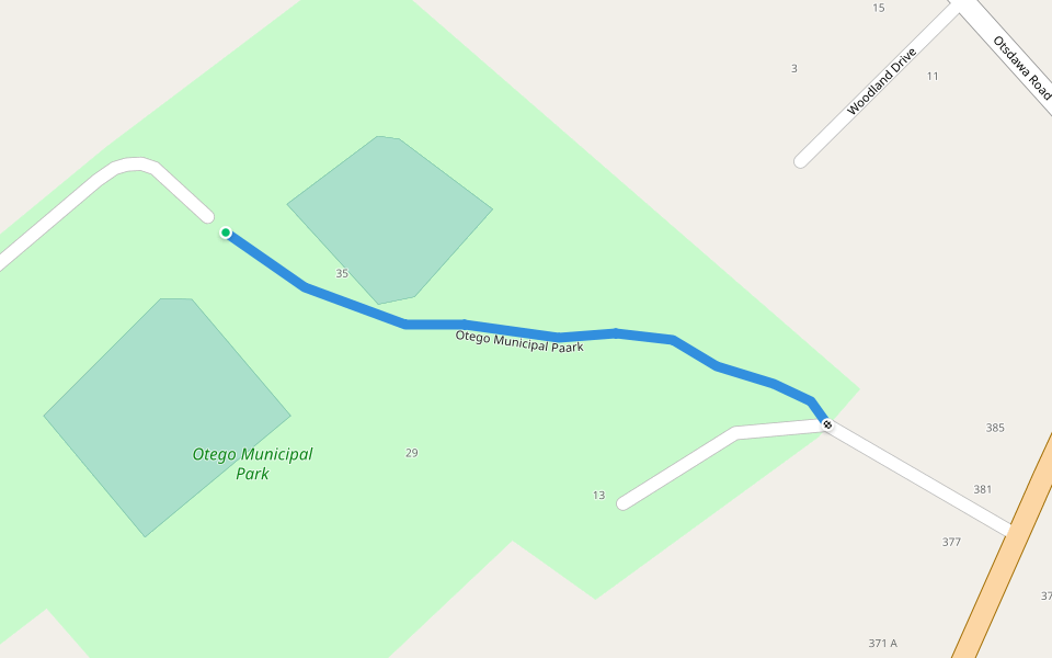 Otego Municipal Paark walking route map in Otego