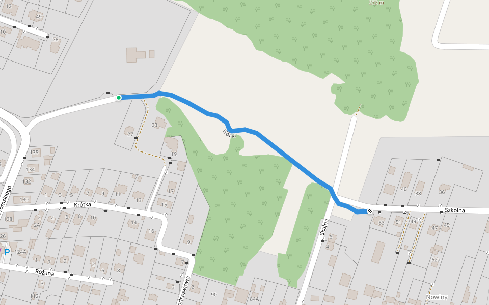 Górki walking route map in Bilcza