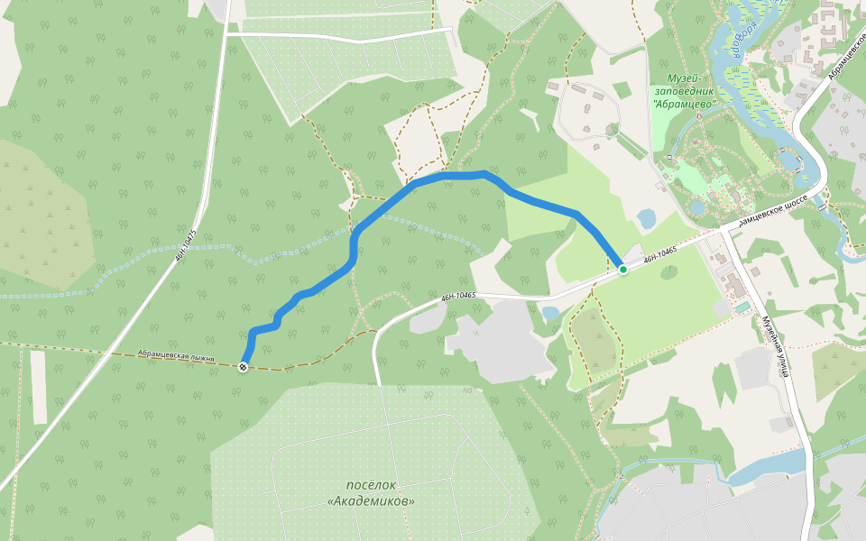 Абрамцевская лыжня walking route map in Abramtsevo Colony