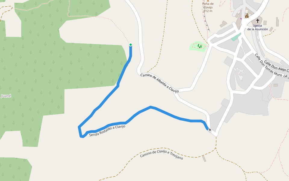 Senda Rodalillo a Clavijo walking route map in Clavijo