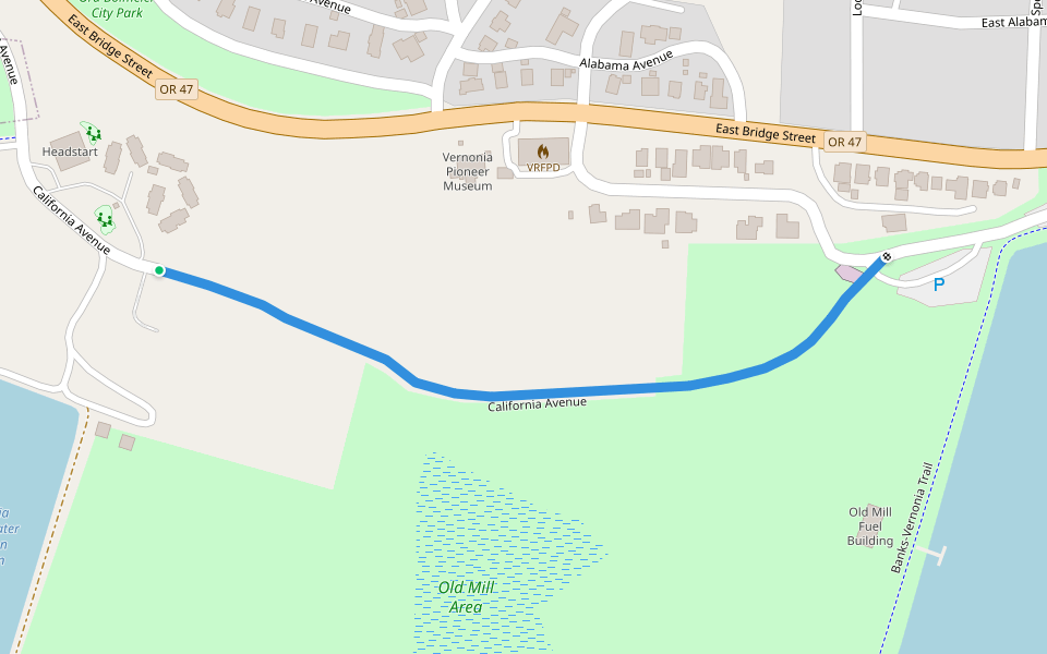 California Avenue walking route map in Vernonia