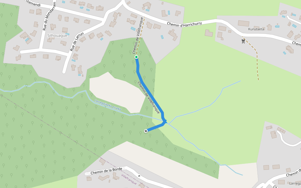 Chemin de Villefranque walking route map in Saint-Pierre-d'Irube