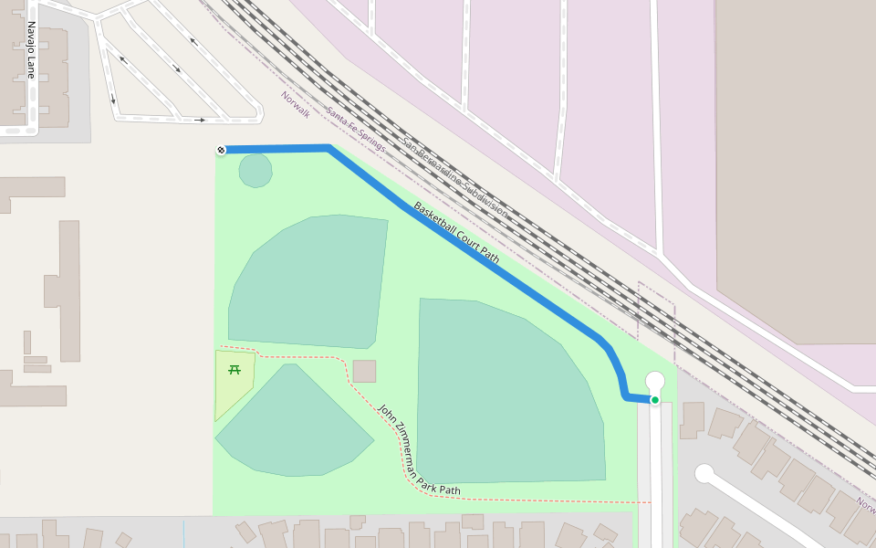 Basketball Court Path walking route map in Norwalk