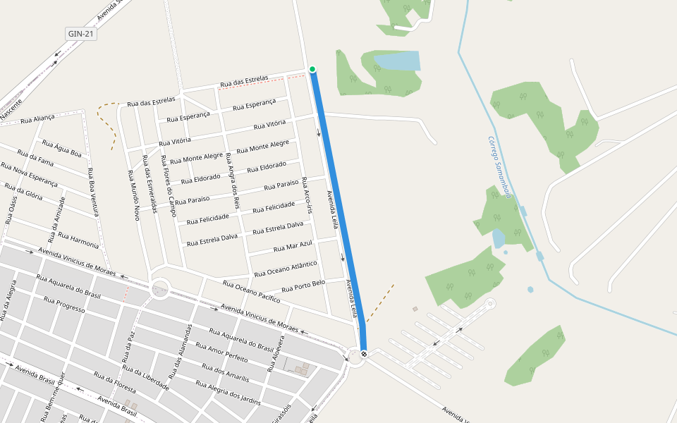 Avenida Leila walking route map in Goiânia