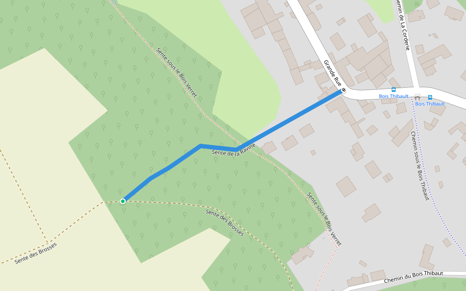 Sente de la Ravine walking route map in Valmondois