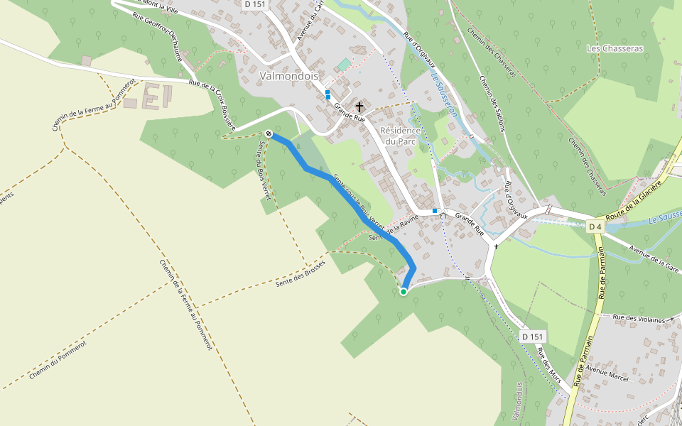 Sente sous le Bois Verret walking route map in Valmondois