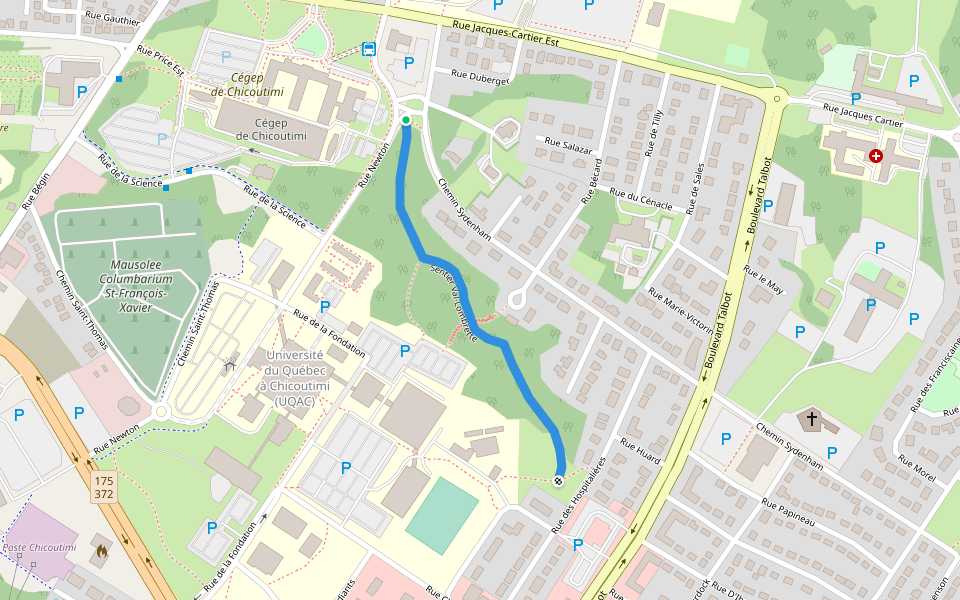 Sentier Val-Lombrette walking route map in Saguenay
