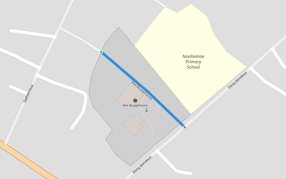 Wat Bouppharam walking route map in Savannakhet