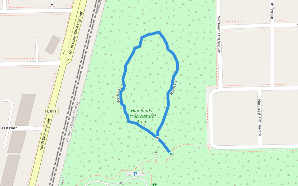 North Trail walking route map in Pompano Beach