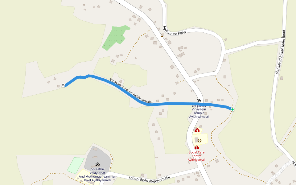 Vinayagar Veethi Ayithiyamalai walking route map in Karadiyanaru