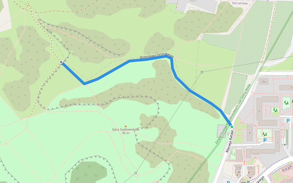 Bolesława Orlińskiego walking route map in Bydgoszcz