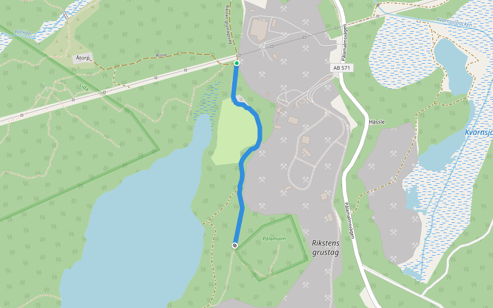 Pålamalm baksida walking route map in Huddinge