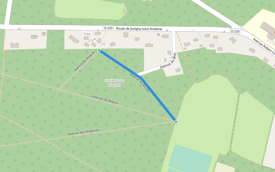 Avenue du Rocher walking route map in Bagnoles de l'Orne Normandie