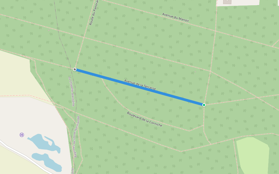 Avenue de la Terrasse walking route map in Bagnoles de l'Orne Normandie