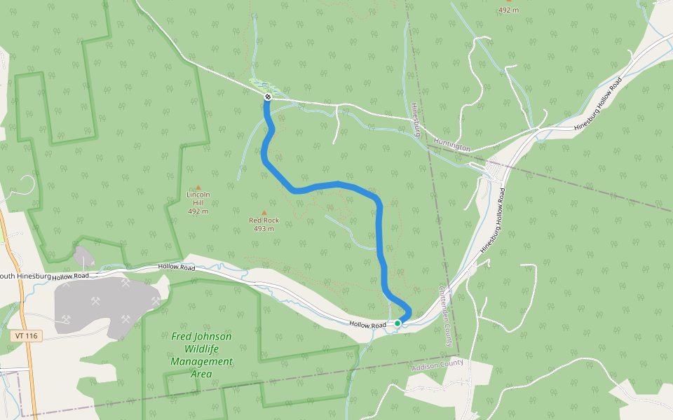VAST Trail walking route map in Hinesburg