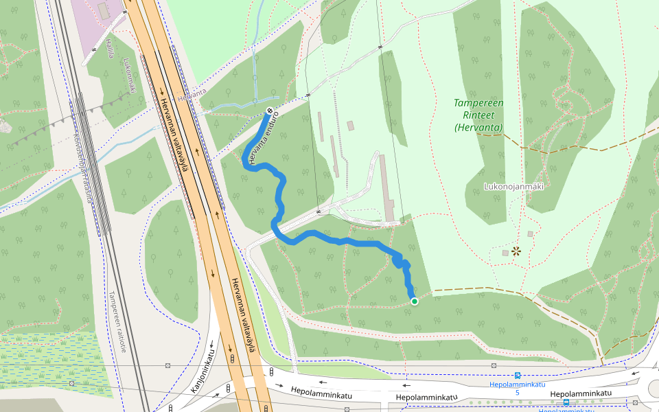 Hervanta enduro walking route map in Leppäkoski