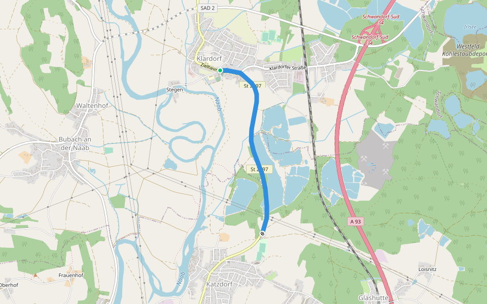 Klardorf-Katzdorf walking route map in Schwandorf