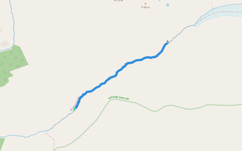 Tortong to Tseram walking route map in Tapethok