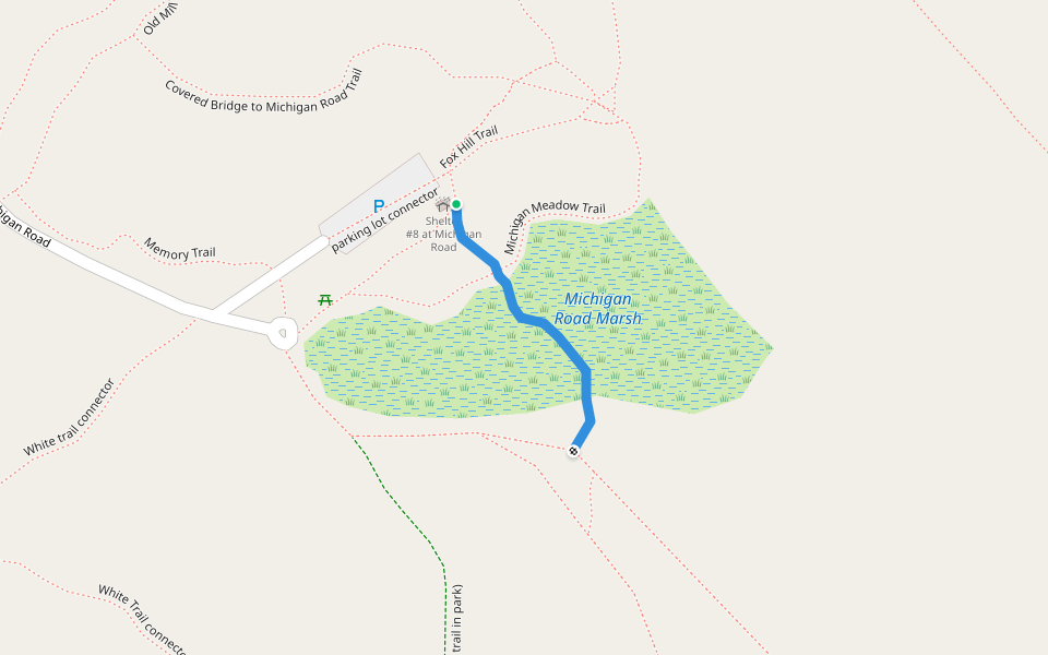 Raven-Michigan Connector walking route map in Pound Ridge