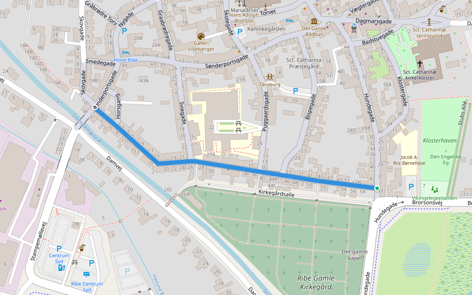 Gravsgade walking route map in Ribe