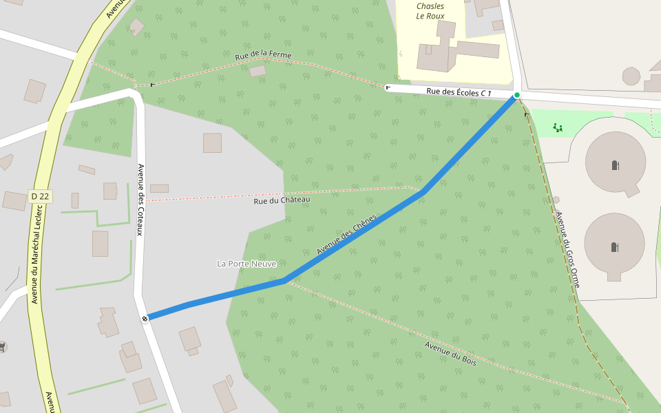 Avenue des Chênes walking route map in Boisemont