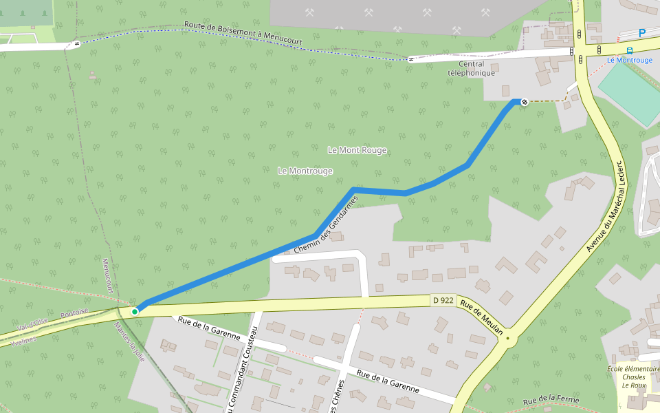 Chemin des Gendarmes walking route map in Boisemont