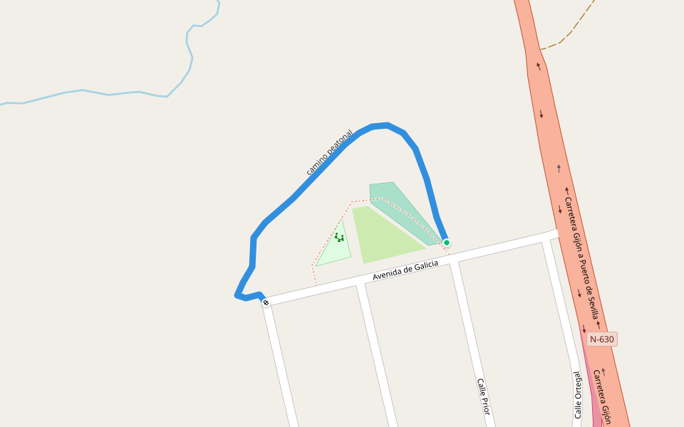 camino peatonal walking route map in Arroyo de la Encina