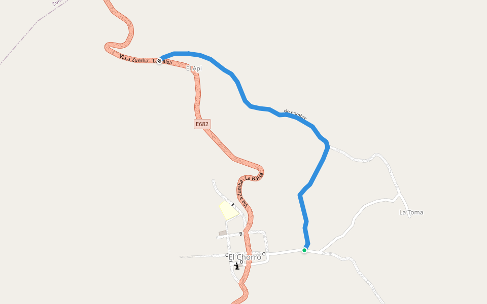 sin nombre walking route map in Pucabamba