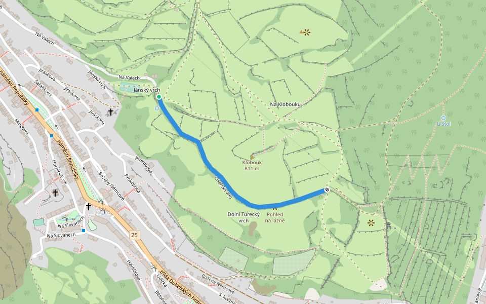 Císařská alej walking route map in Jáchymov