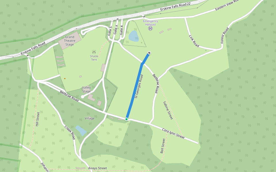 St Georges Road walking route map in Lorne