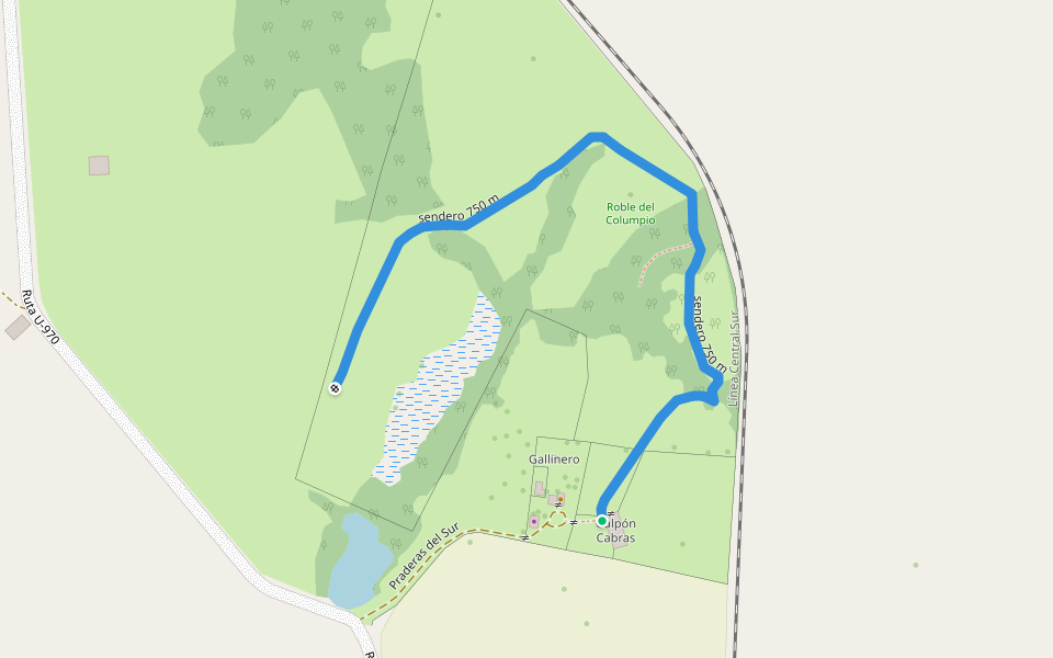 sendero 750 m walking route map in Corte Alto