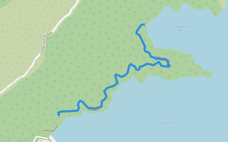 Piwakawaka Track walking route map in Elaine Bay