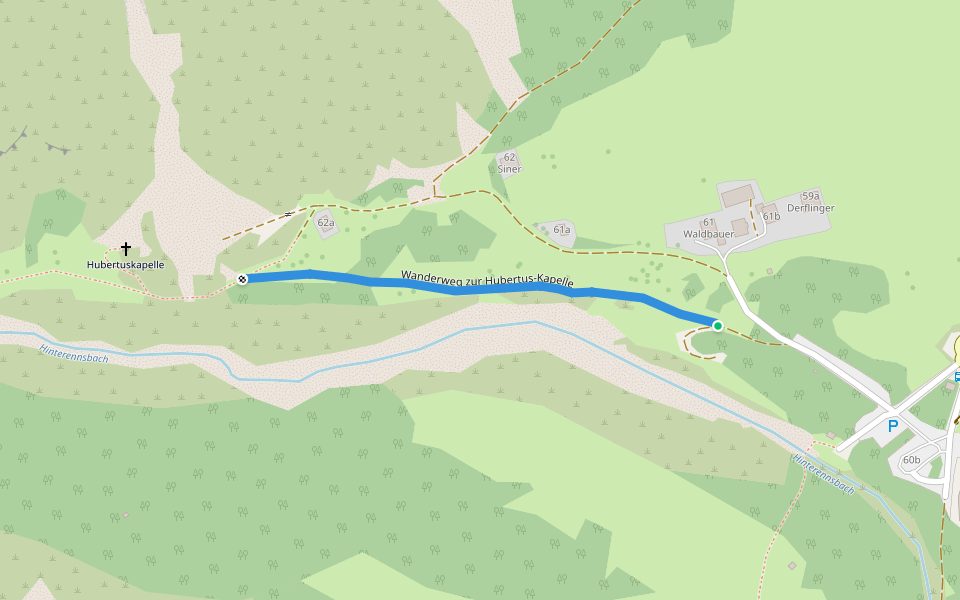 Wanderweg zur Hubertus-Kapelle walking route map in Obernberg am Brenner