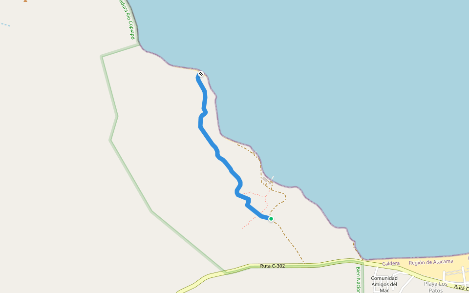 Sendero a playa Los Bolones walking route map in Bahía Inglesa