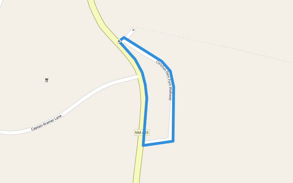 Conchas Dam Park Walkway walking route map in Tucumcari