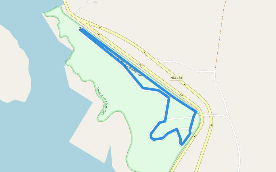 Central Campground path walking route map in Conchas