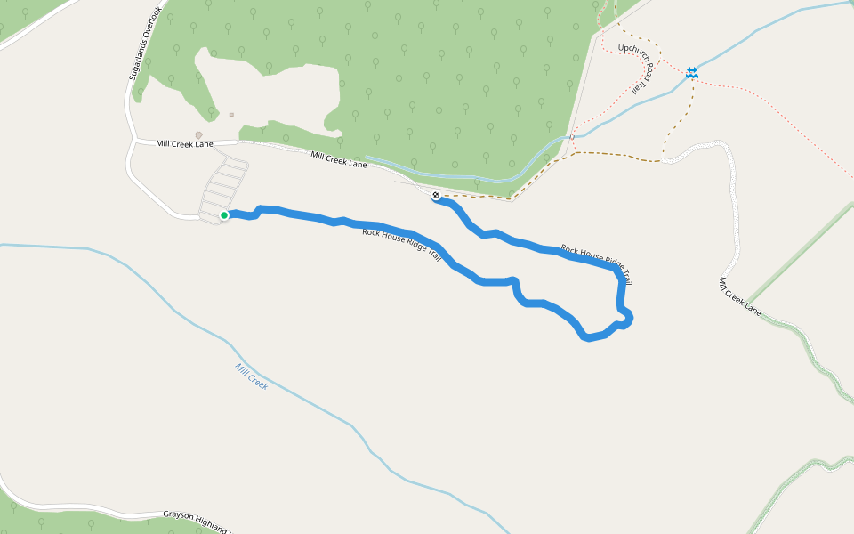 Rock House Ridge Trail walking route map in Mouth of Wilson