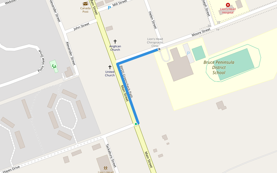 BPDS Greencheck Path walking route map in Lion's Head