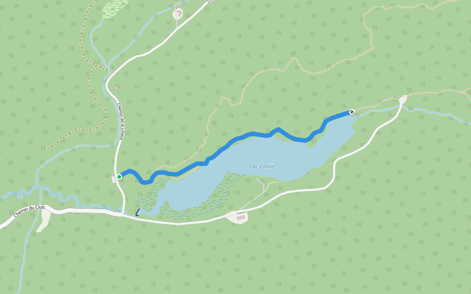Sentier du bord de l'eau walking route map in Saint-Robert-Bellarmin