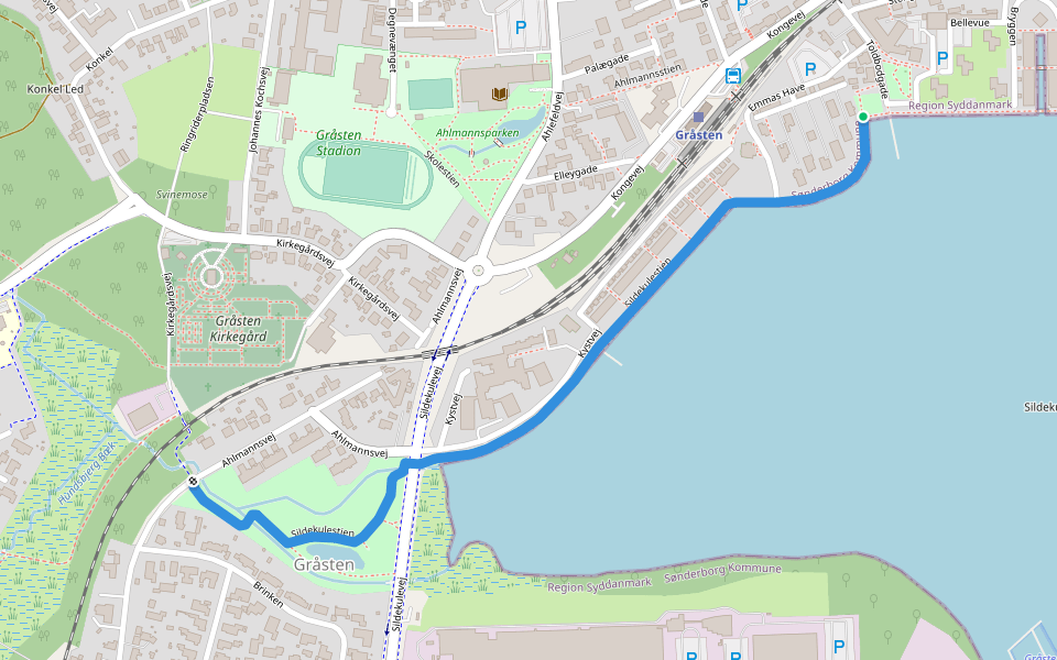 Sildekulestien walking route map in Gråsten