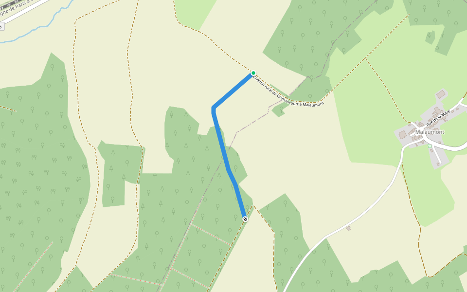 Chemin Rural de Grimaucourt à Chonville walking route map in Grimaucourt-prés-Sampigny