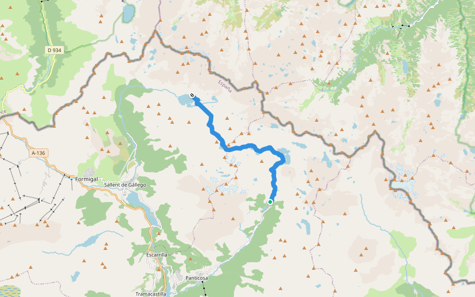GR-11 Senda Pirenaica walking route map in Baños de Panticosa
