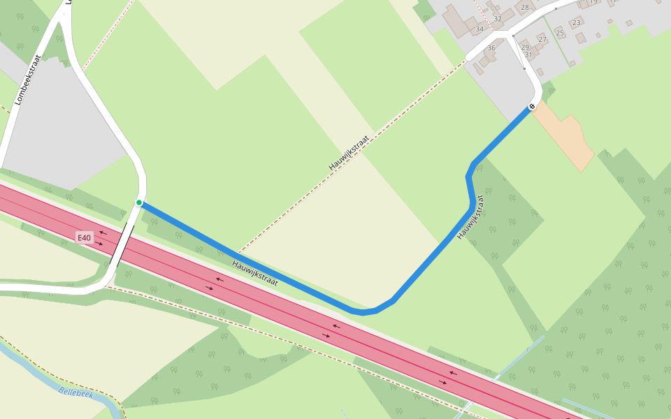 Hauwijkstraat walking route map in Affligem