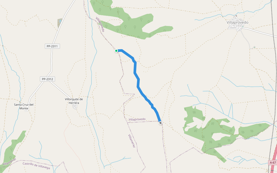 Cordel Cerverano walking route map in Villorquite de Herrera