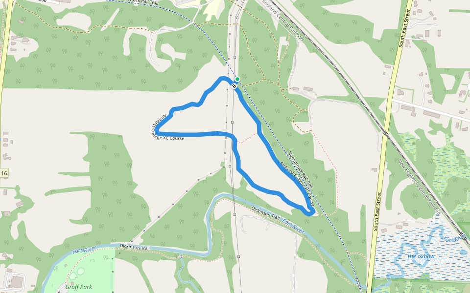 Amherst College XC Course walking route map in Amherst