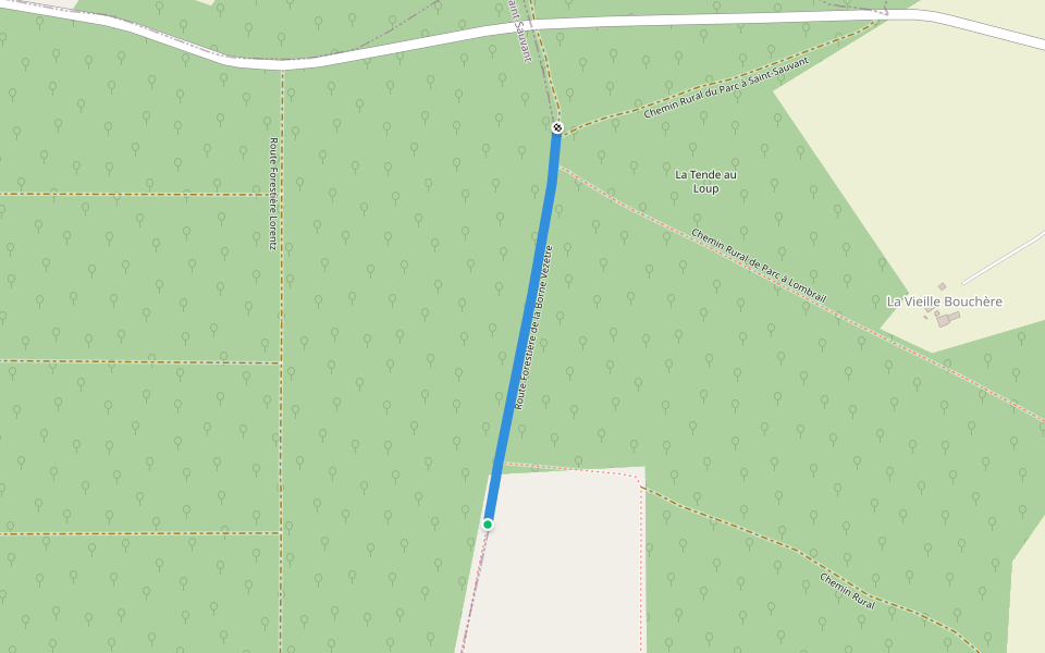 Route Forestière de la Borne Vèzètre walking route map in Saint-Sauvant