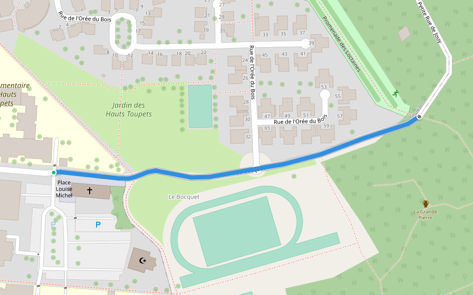Chemin du Bocquet walking route map in Vauréal